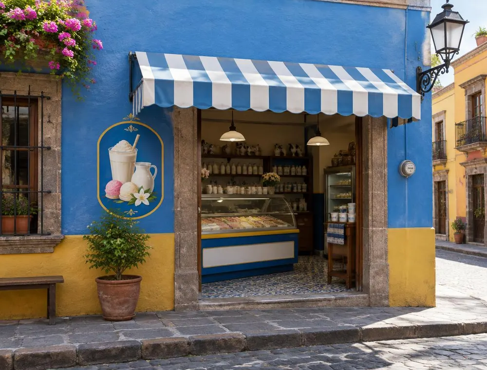 Fachada de una cremería tradicional